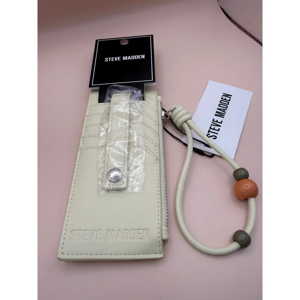 Steve‎ Madden BCARDIE Butter Yellow Card Case Wallet Wristlet Beaded Strap NWT